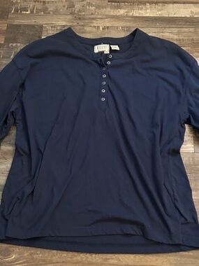 Bizzit Men’s Blue Solid Knit Button Henley Neck Long Sleeve T-Shirt Size 40